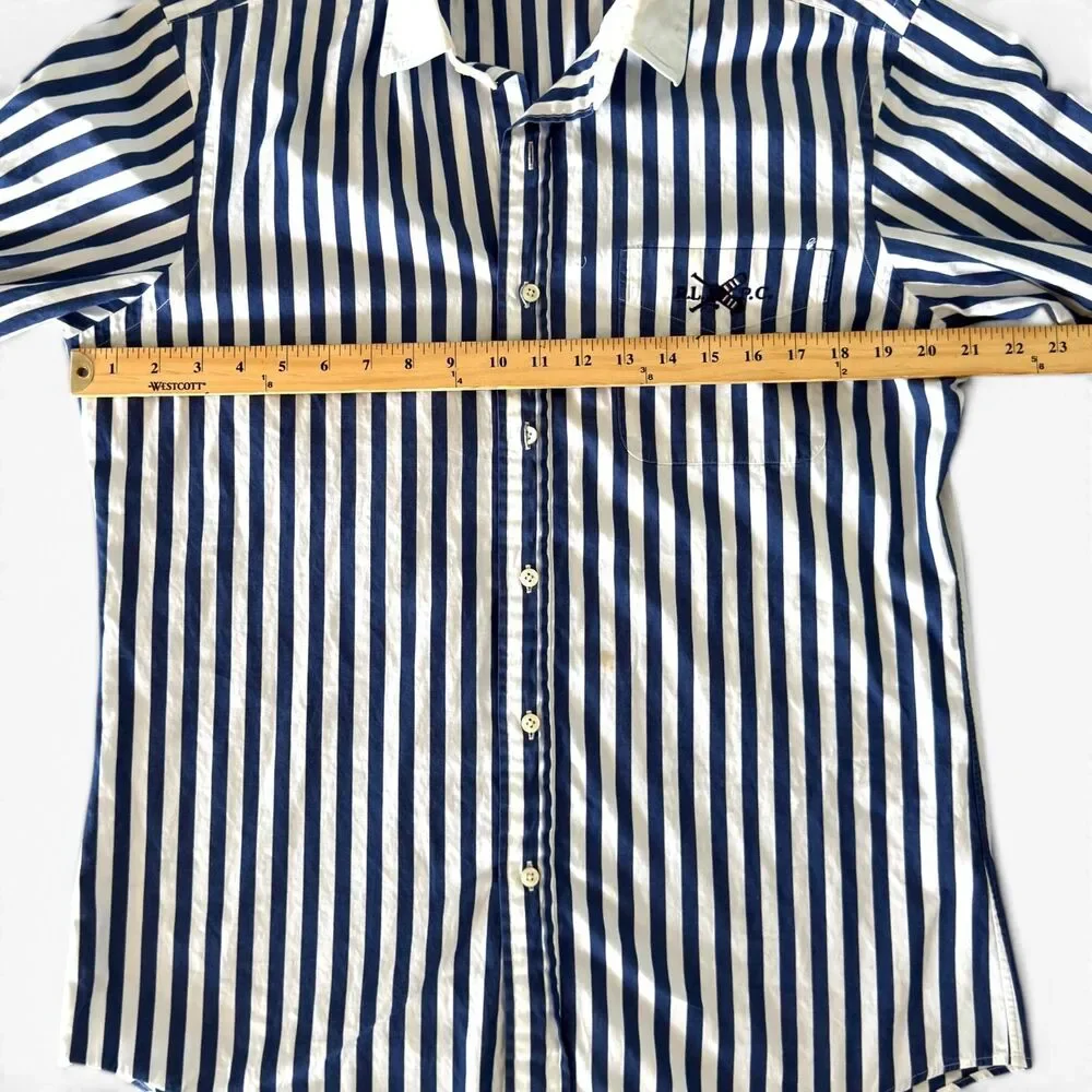Polo Ralph Lauren Rhodes Custom Fit Nautical Stripe Shirt Men Navy White M 15.5